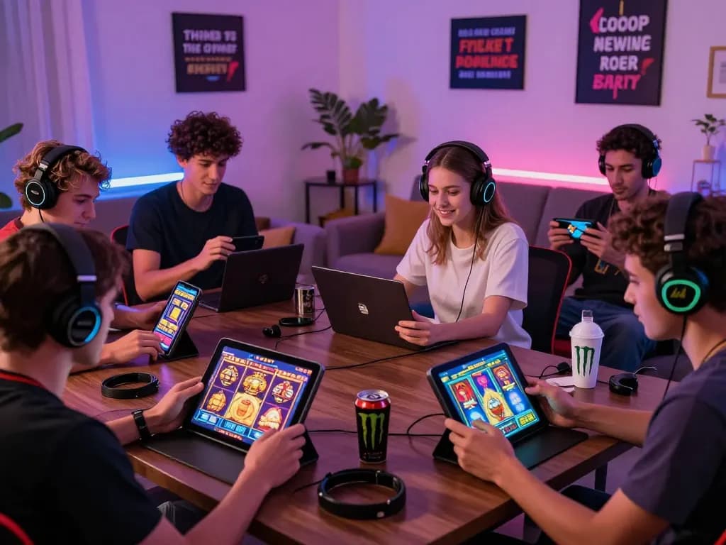 Players enjoying slot gacor games in a cozy gaming setup, highlighting fun and community.