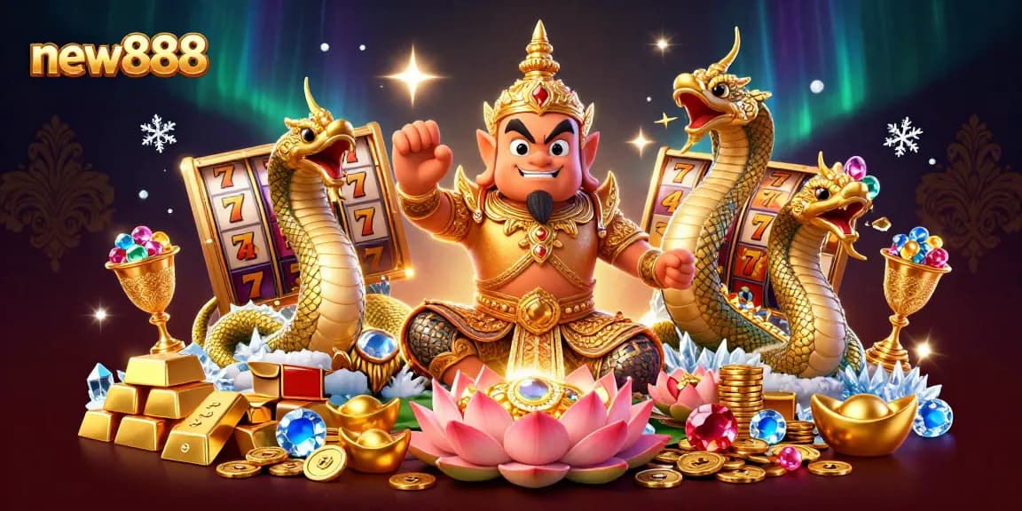 Experience the excitement of new888 with vibrant casino-themed elements in a stunning 3D illustration.