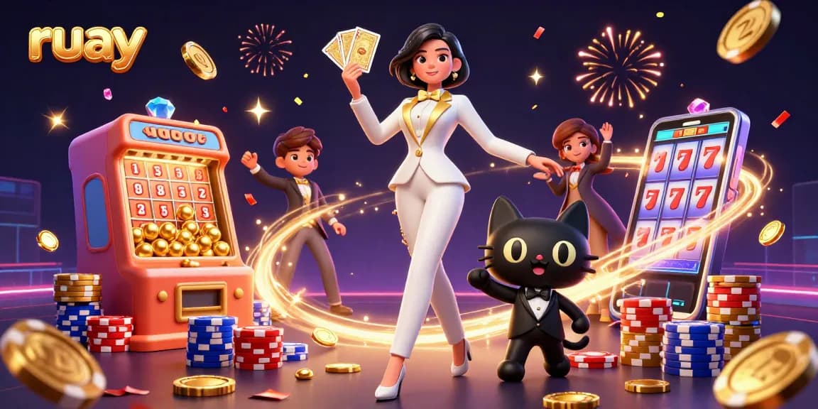 สัมผัสประสบการณ์ ruay กับฉากลอตเตอรี่ที่หรูหราซึ่งมีผู้หญิงหรูหราและแมวทักซิโด้เฉลิมฉลองการชนะ