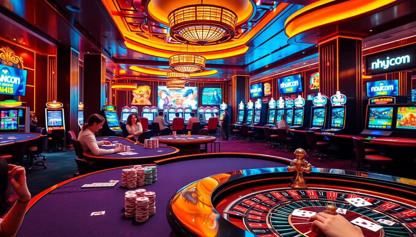 A player winning at a roulette table in a vibrant casino environment featuring nohu.com branding