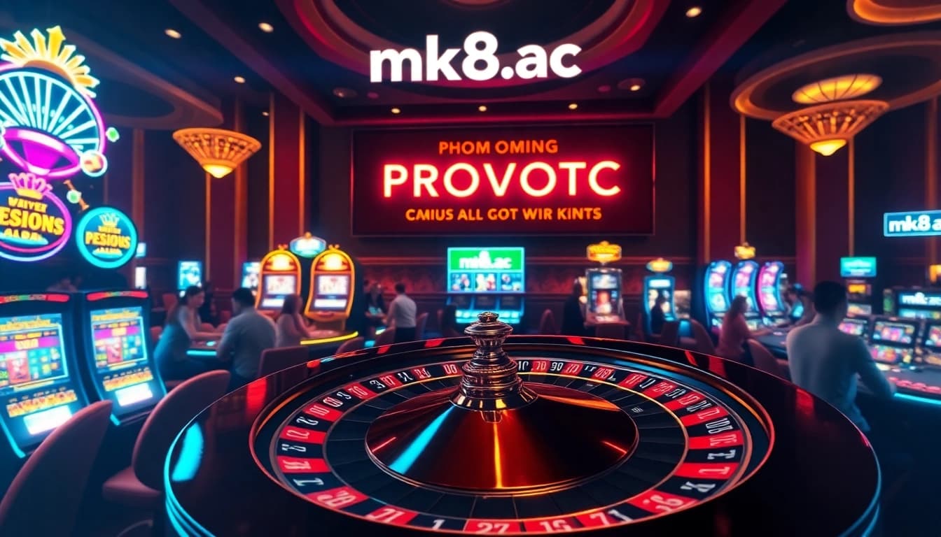 Experience the thrill of winning at mk8.ac with a vibrant casino scene featuring roulette and slot machines.