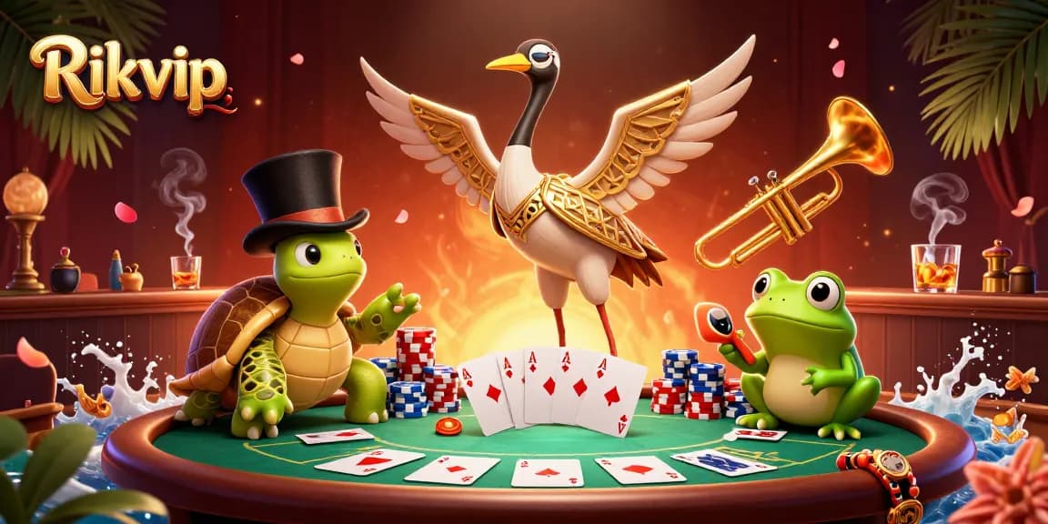 Experience thrilling gameplay at Rikvip's lively casino scene with vibrant characters and rich gaming elements.