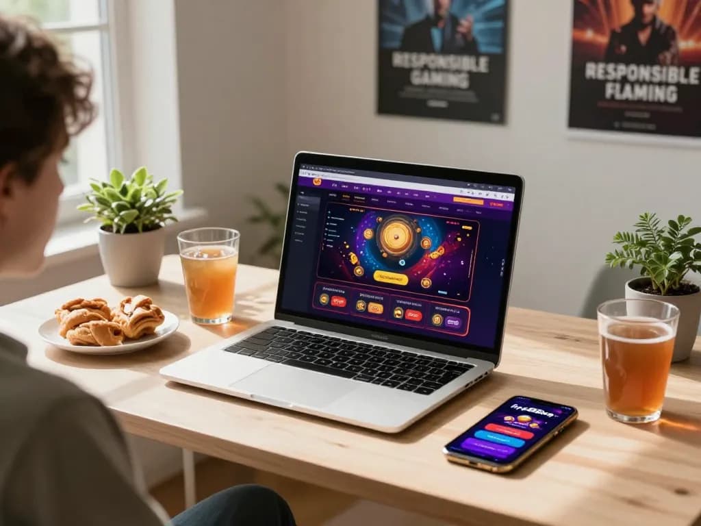 Person engaging with the fly88mb online casino interface on a laptop in a cozy home setting.