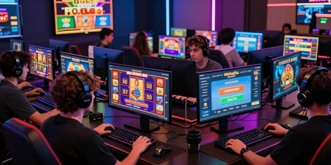 Engaged players at Mahajitu's online gaming interface, showcasing excitement in digital gambling.