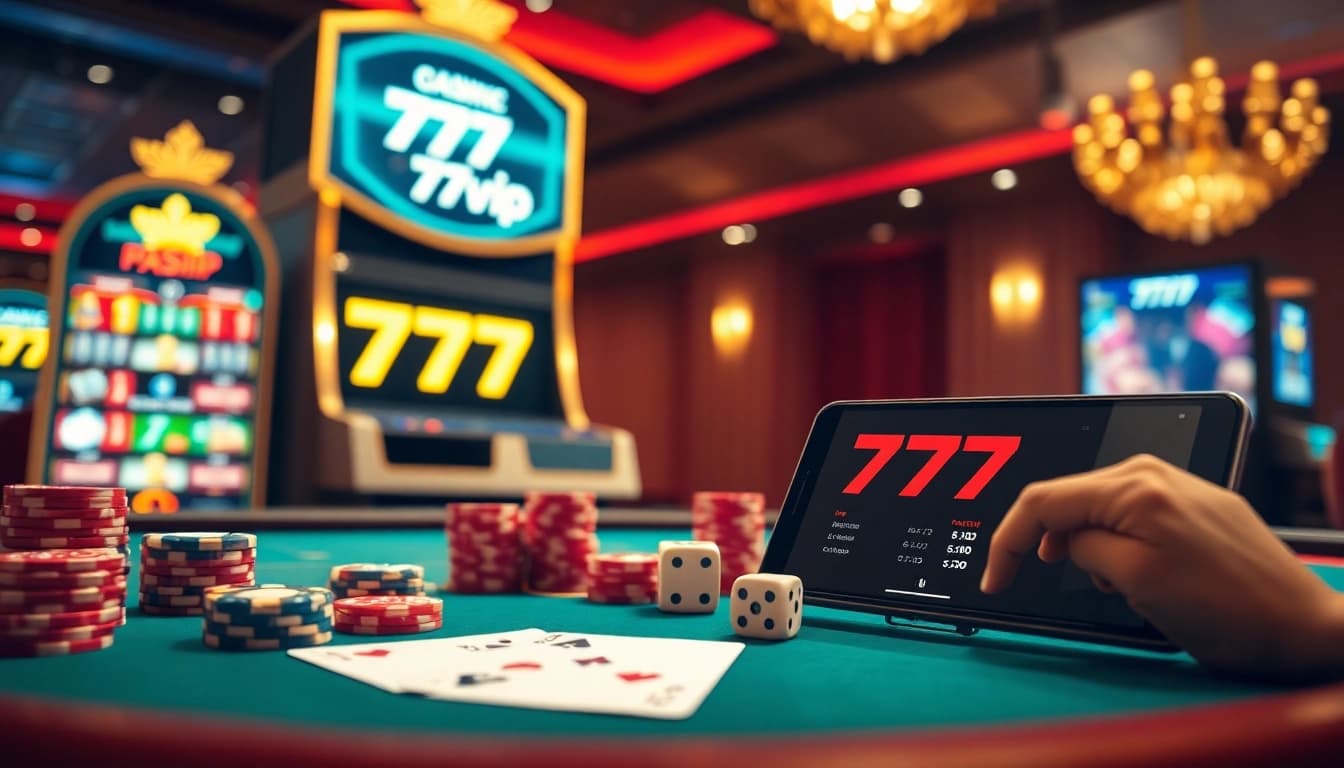 Experience thrilling gameplay on 777vip with vibrant slots, cards, and casino ambiance.