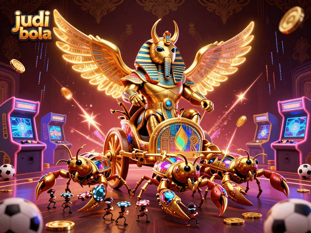 Engaging judi bola scene with animated characters and vibrant elements depicting online sports betting.