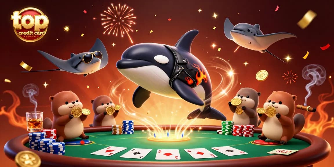 Experience the excitement of top credit card casinos with a vibrant 3D scene of thrilling characters.