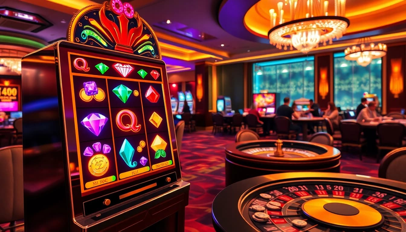 Experience thrilling gaming with QQMacan's vibrant slot machines and lively casino atmosphere.