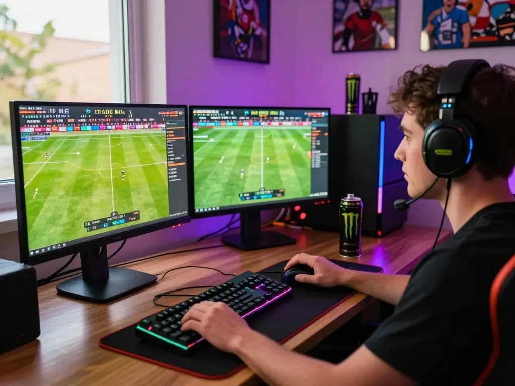 Pemain terlibat menggunakan pengaturan link mix parlay untuk taruhan sepak bola online di lingkungan permainan yang dinamis.