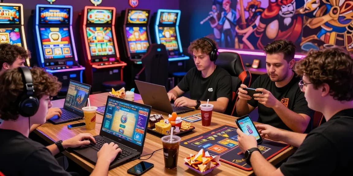 Dynamic gaming atmosphere at gamebaidoithuong.is with players enjoying card and slot games.