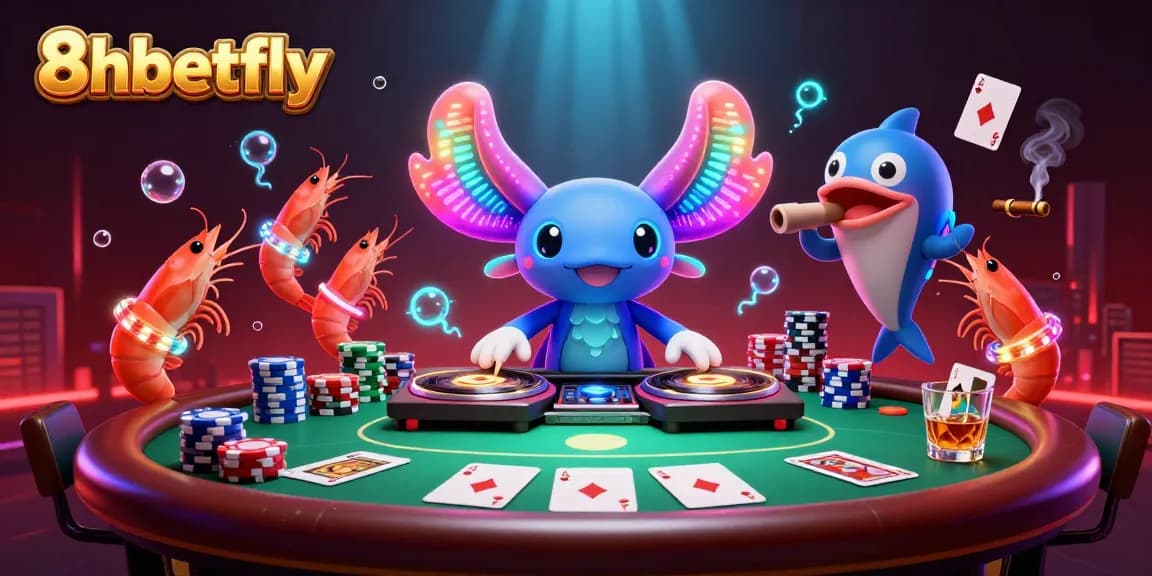 Experience thrilling gameplay at 8xbetfly with vibrant casino action featuring poker elements and colorful characters.