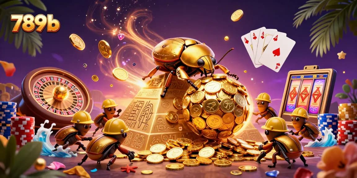 Experience the thrill of 789b with vibrant casino elements and dynamic characters in this stunning illustration.