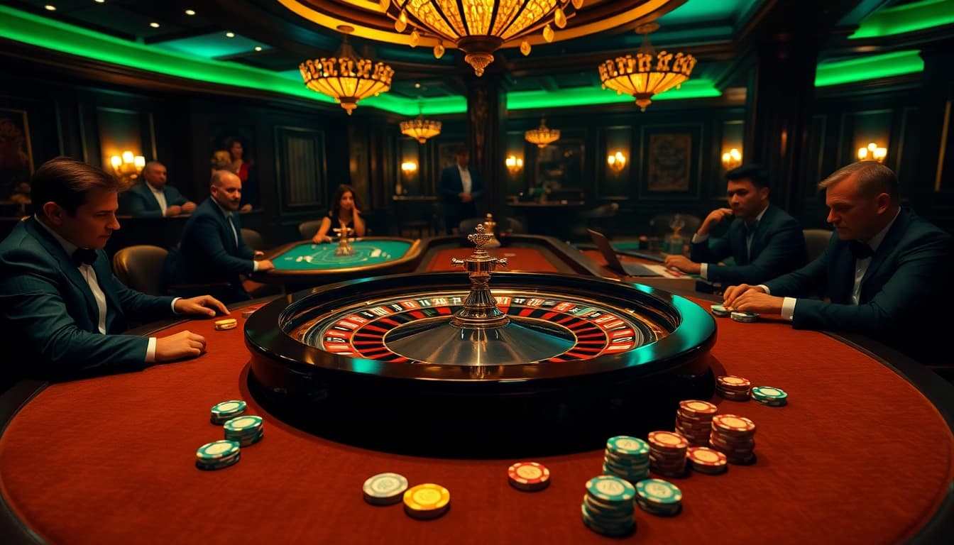 Winning at the gilajp casino with poker chips and roulette action.