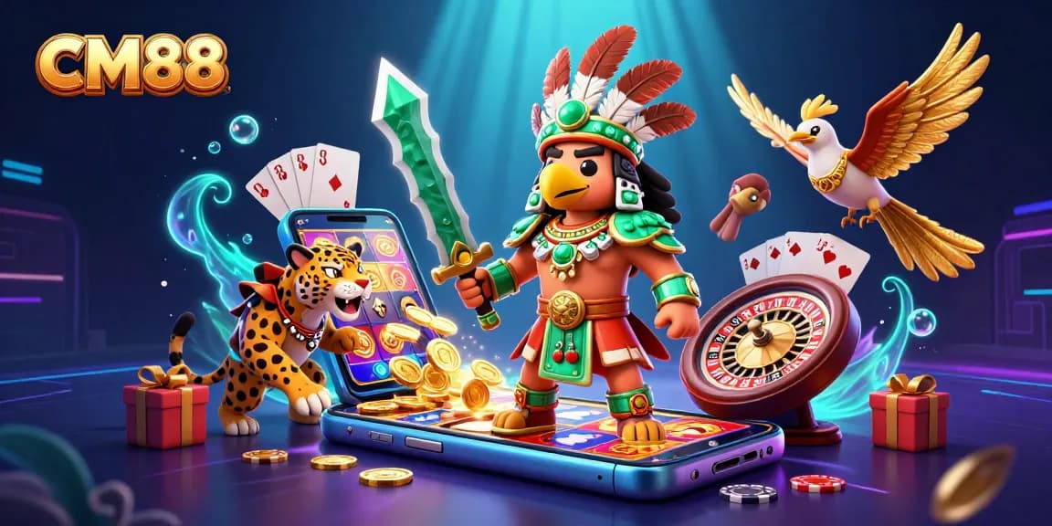 Experience the thrill of CM88 slots with vibrant games and prizes exploding from the screen.