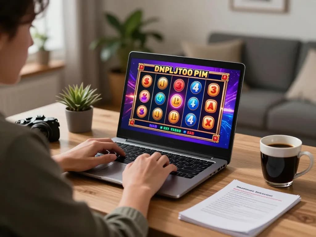SIN88 online gaming scene with a player engaged in slot gaming and managing bankroll strategies at home.