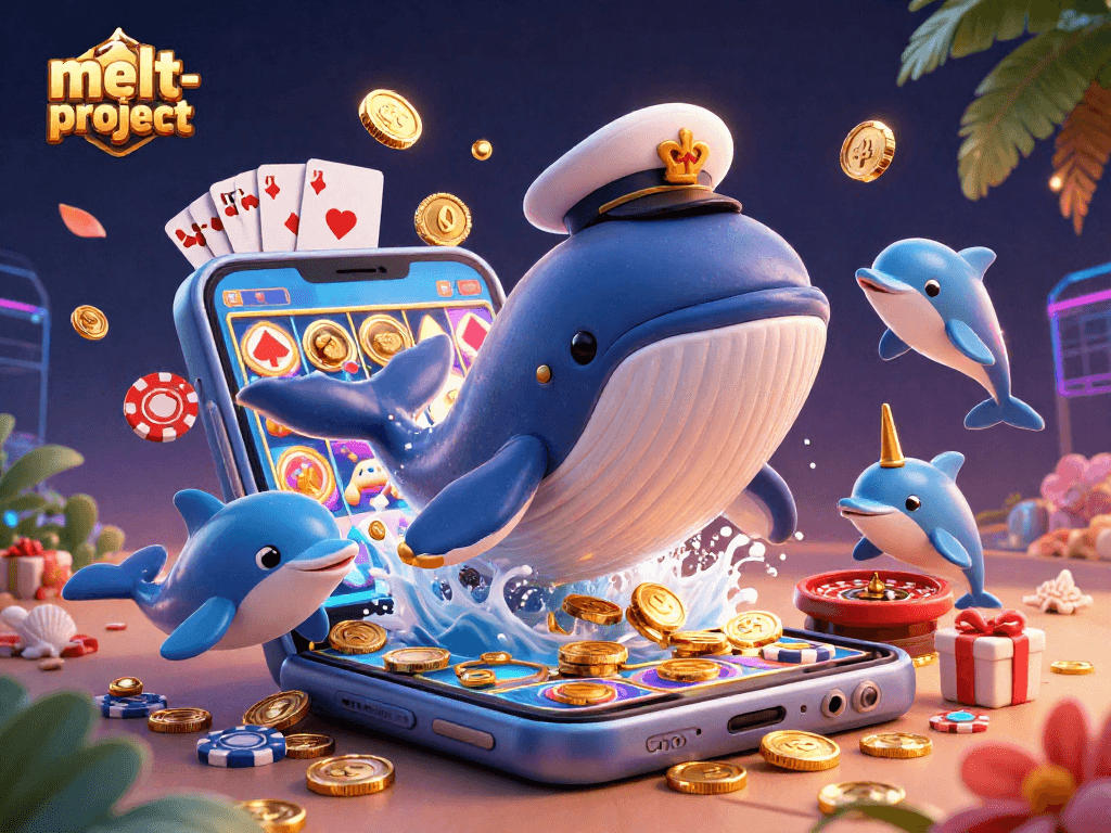 Transform your gaming experience with melt-project's vibrant casino adventure featuring a whale and playful dolphins.