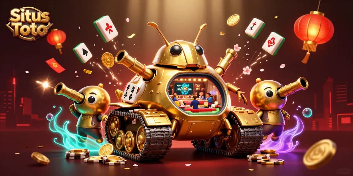 Rasakan keseruan Situs Toto dengan kasino mini dalam tank beetle emas yang mengeluarkan confetti dan koin.