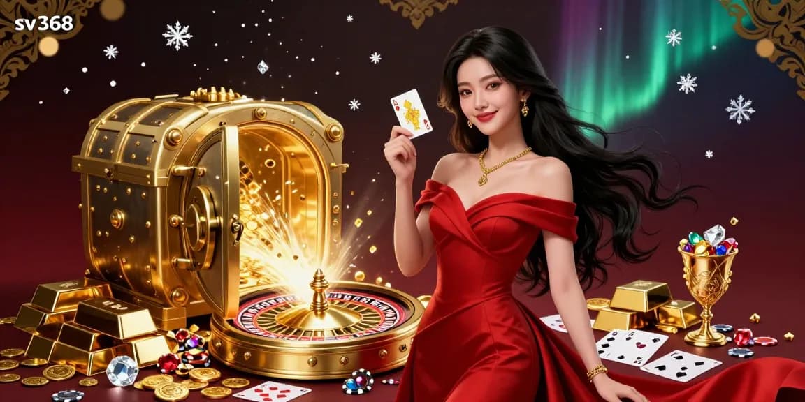 Experience the excitement at sv368 with a stunning roulette scene featuring a glamorous dealer.