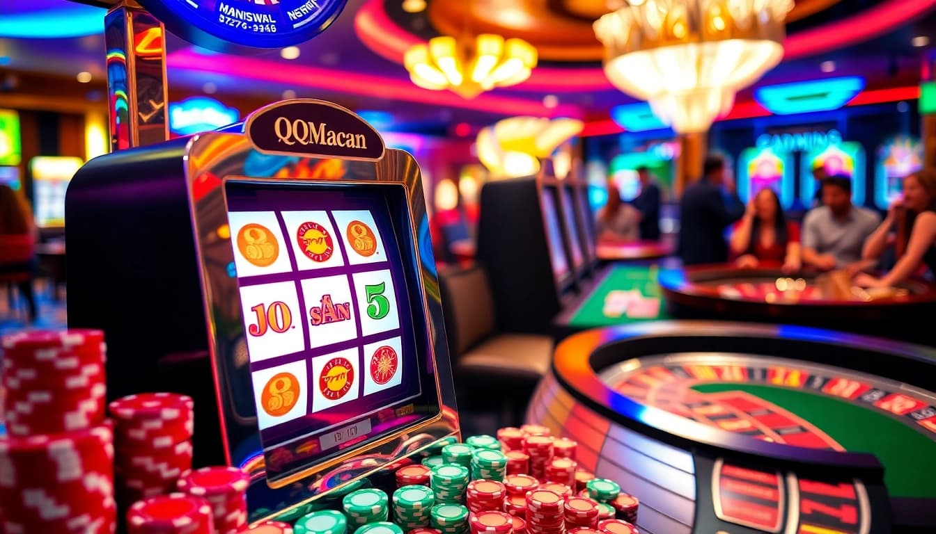 Experience thrilling gameplay with QQMacan's premium slot machines and vibrant casino atmosphere.