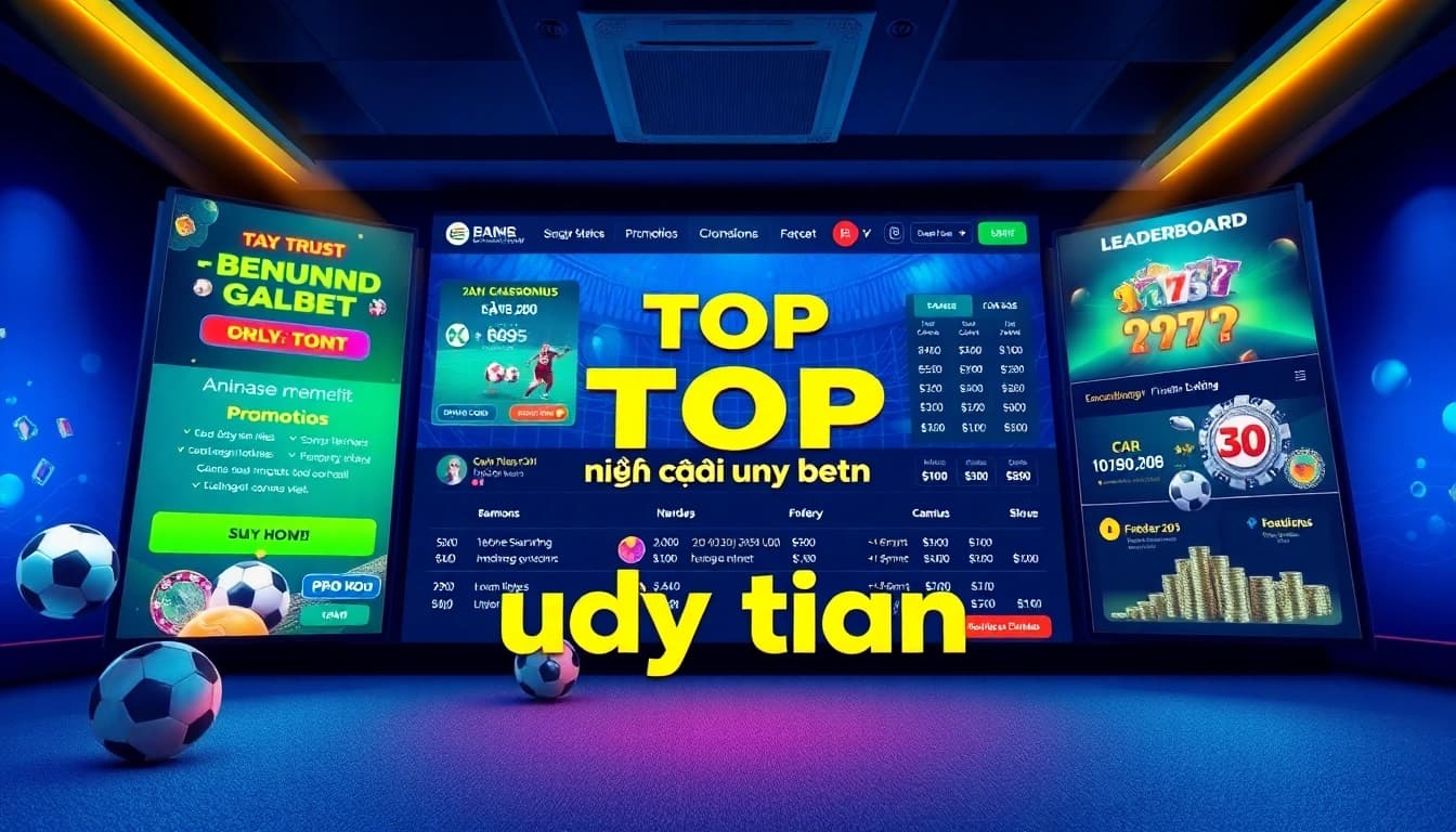 Discover the latest promotions from TOP nhà cái uy tín in an engaging betting platform interface.