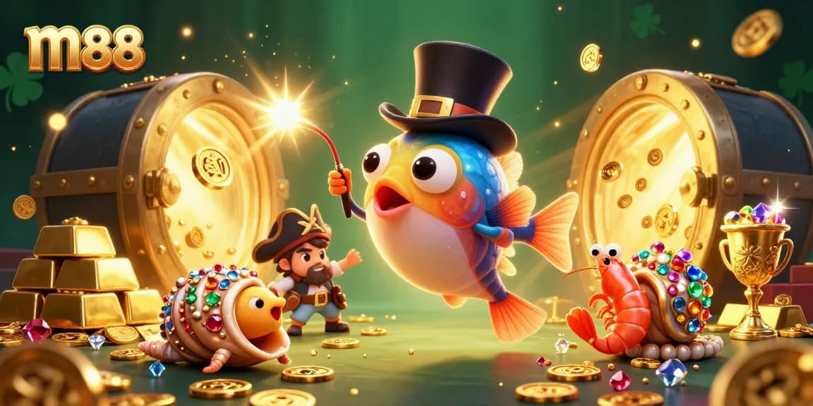 Capture excitement at m88 with the anglerfish luring coins in a vibrant casino scene.