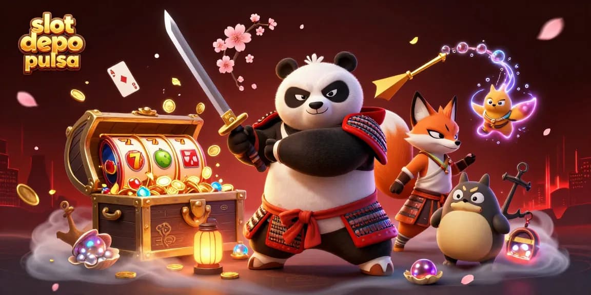 Memenangkan slot depo pulsa dengan samurai panda dan ninja fox di dunia perjudian yang berwarna-warni.