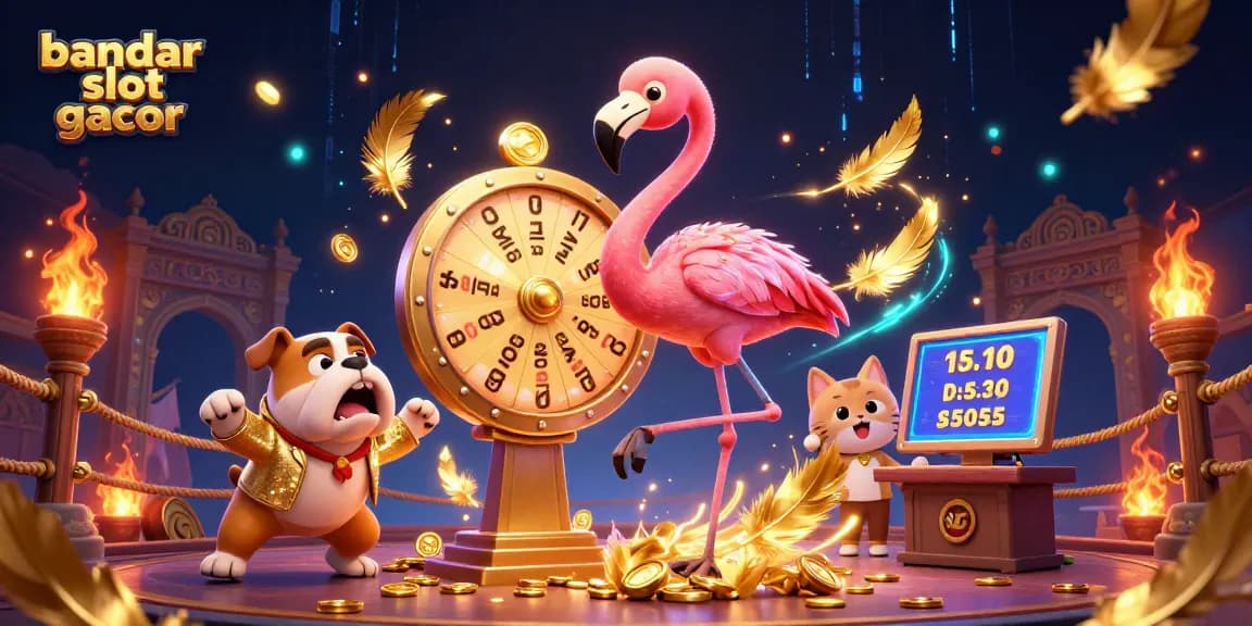 Taruhan menarik di bandar slot gacor dengan karakter lucu dan elemen permainan mengelilinginya.