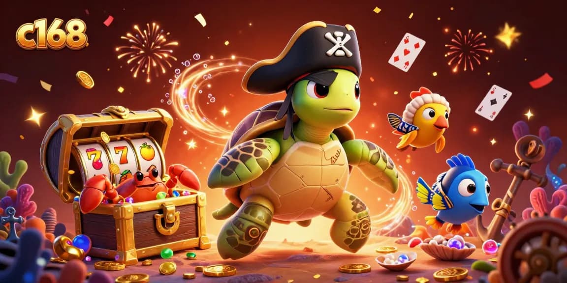 Join the exciting c168 online casino adventure with treasure chests and vivid gaming elements!
