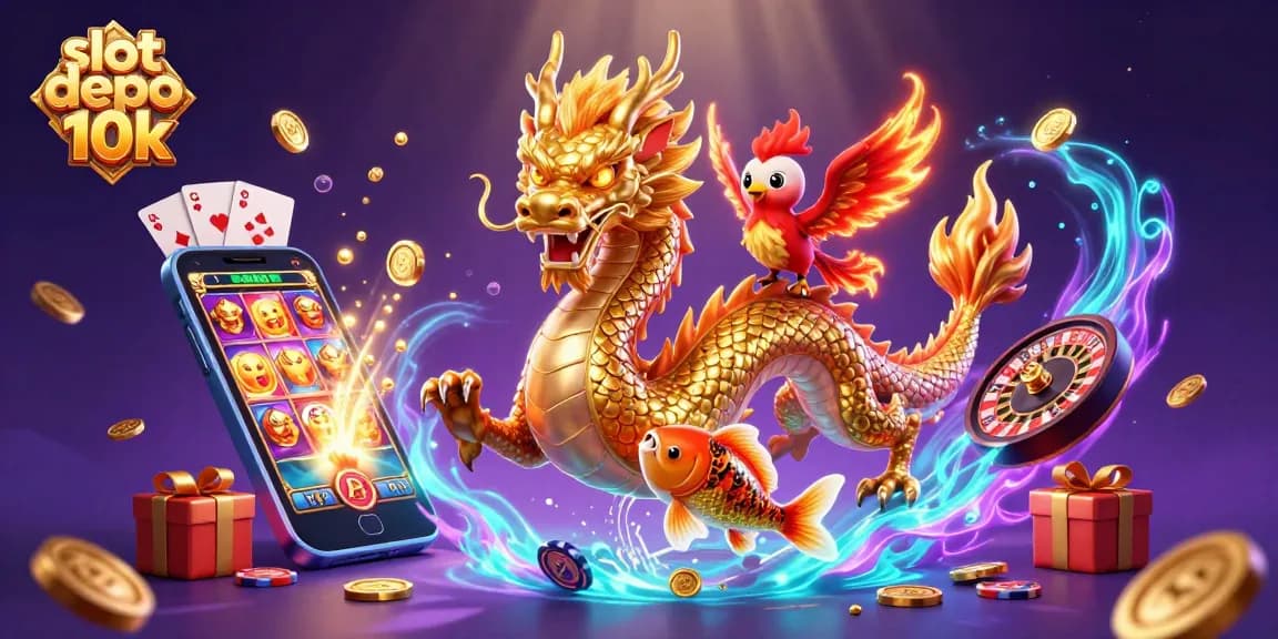 Experience the thrill of slot depo 10k with vibrant gaming elements and dynamic characters.