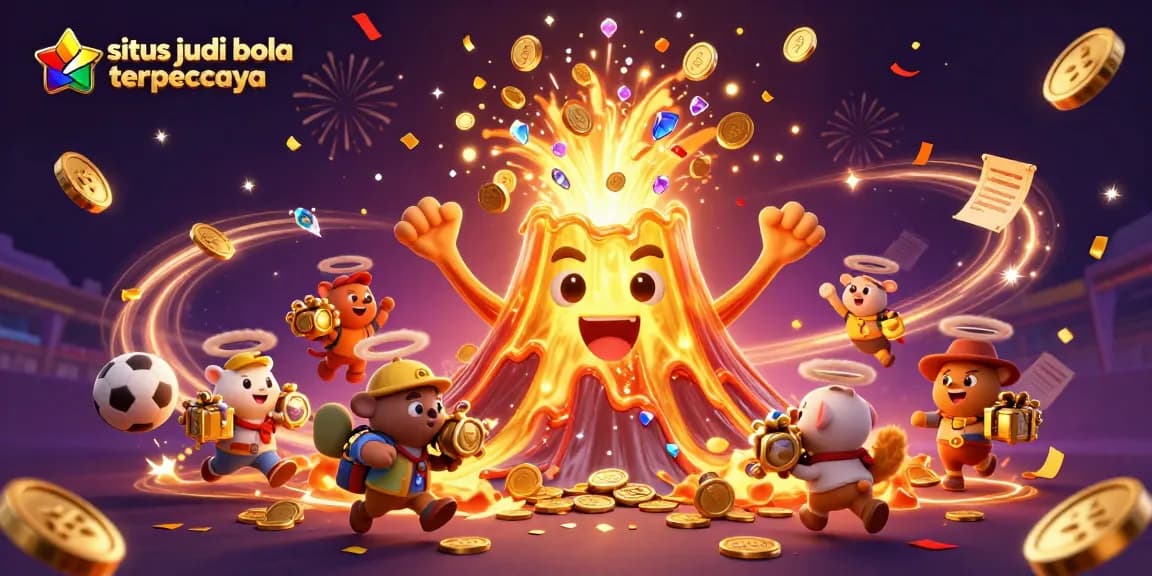 Situs judi bola terpercaya showcases dynamic sports betting excitement with thrilling characters and elements.