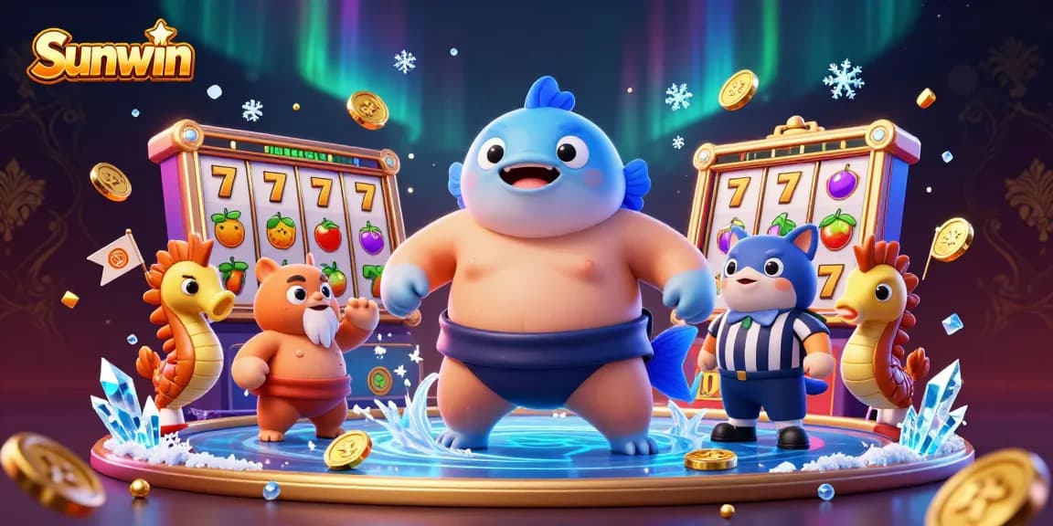 Engage in Sunwin's vibrant slots adventure with a dynamic fugu and casino elements.
