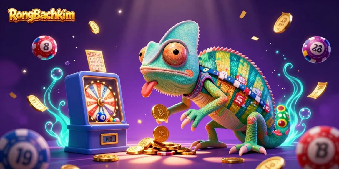 Engage with Rongbachkim's thrilling lottery experience featuring dynamic colorful elements and a vibrant gaming atmosphere.