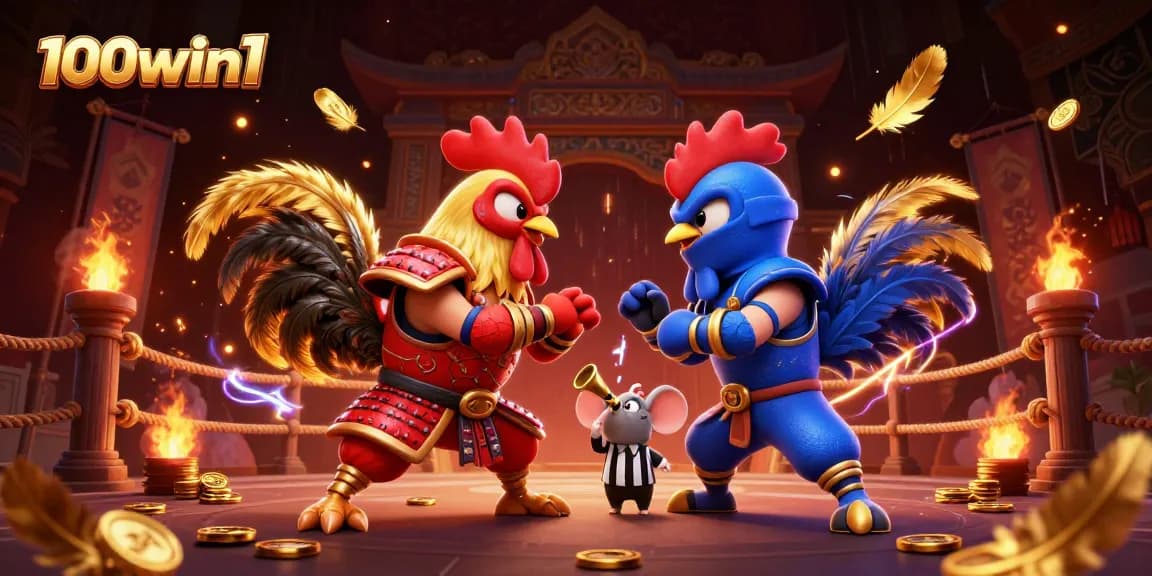 Experience the thrill of roosters fighting at 100win1, where plan & strategy lead to victories.