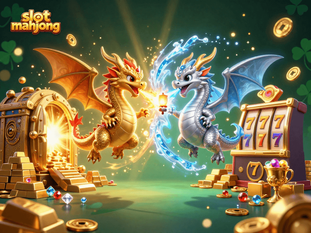 Experience the thrilling world of slot mahjong with dynamic dragons and magical treasure elements.