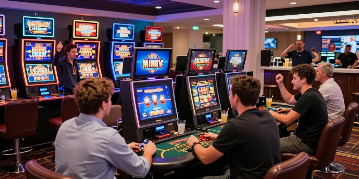 Engaged players enjoying games at credit card casinos UK with lively atmosphere and excitement.