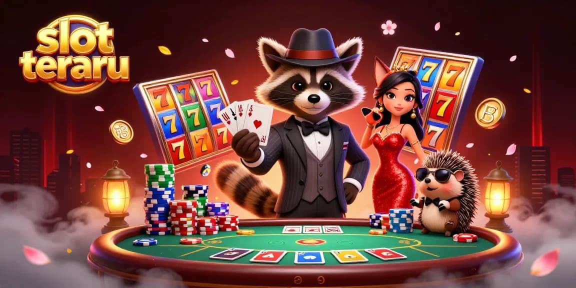 Experience the excitement of slot terbaru with animated characters in a vibrant casino scene.
