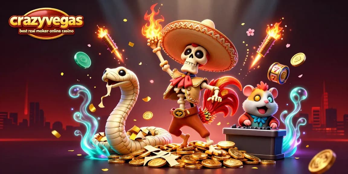 Experience the excitement at crazyvegas best real money online casino with vibrant casino characters and festive elements.