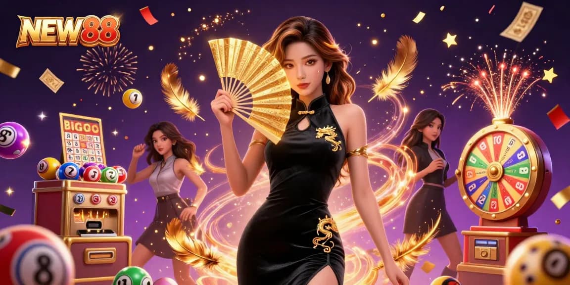 Win big with NEW88 lottery games featuring vibrant balls and dynamic casino elements!