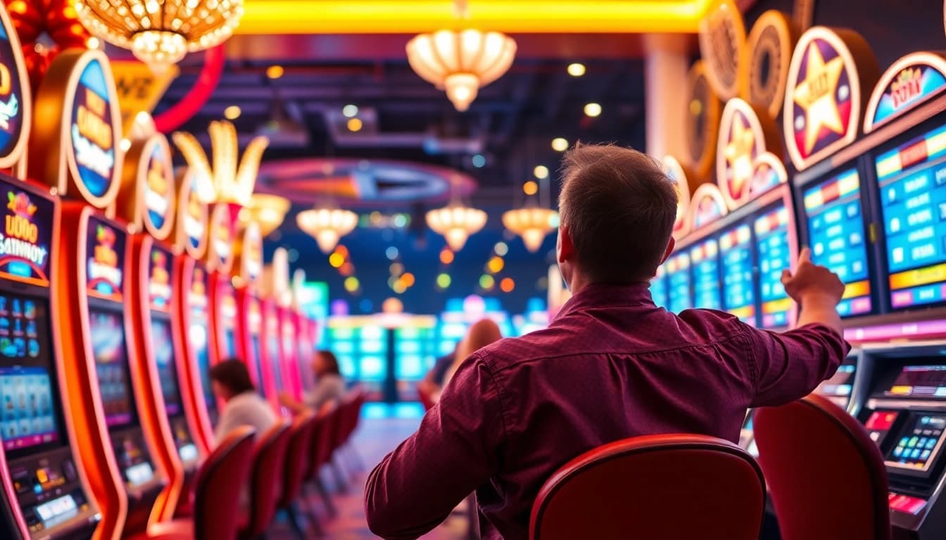 Kenangan4D: Menangkan jackpot di mesin slot sambil merayakan suasana kasino yang meriah.