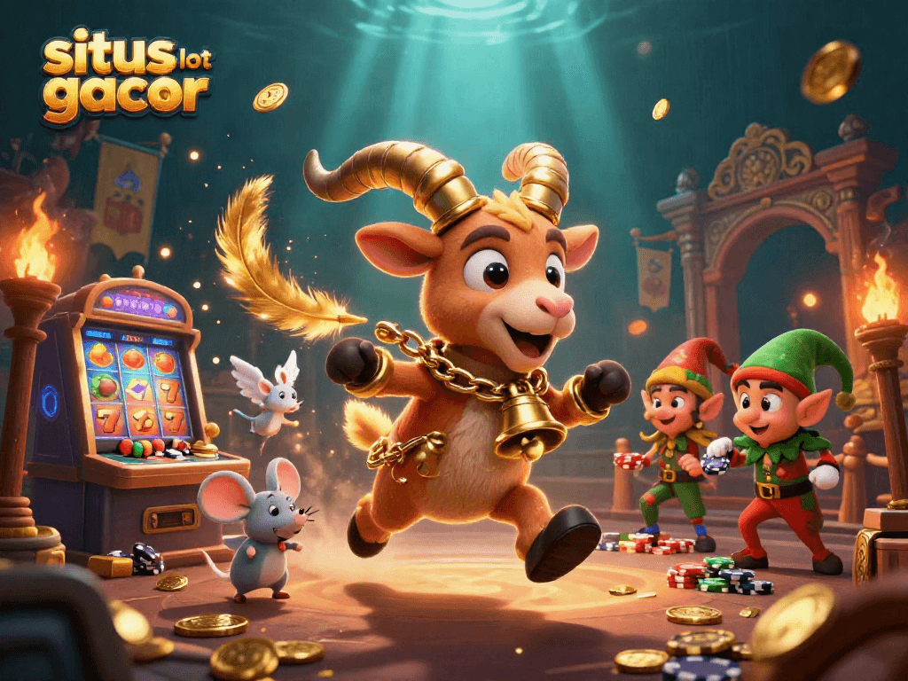 Gambar situs slot gacor dengan Krampus, pemain slot, dan gremlin mencuri chip.