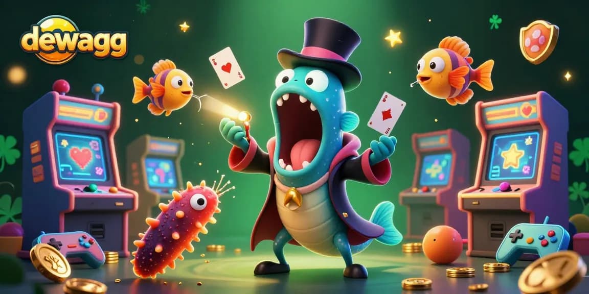 Experience thrilling gaming at dewagg with shimmering 3D casino characters and vibrant slot machines.
