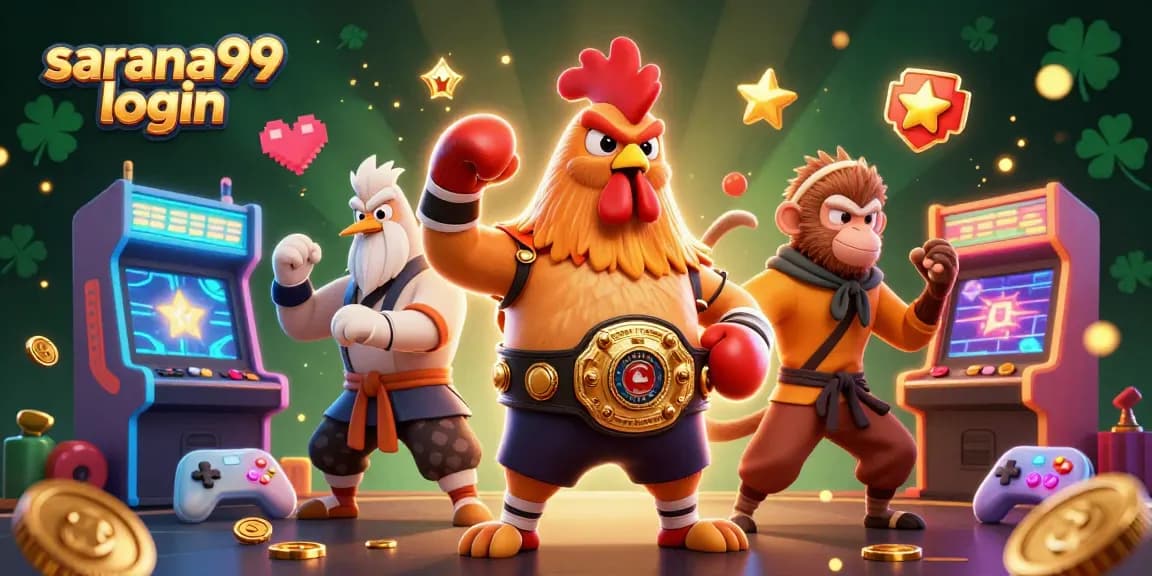 Experience the excitement of sarana99 login with vibrant 3D gaming elements and colorful characters.