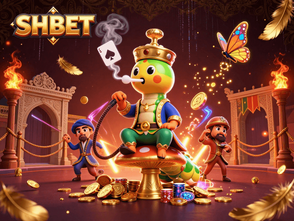 Engage in exciting gaming at SHBET with dazzling 3D casino-themed illustration.