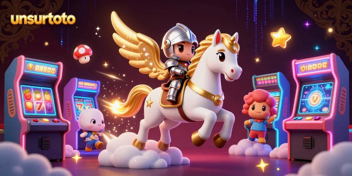 Win big at unsurtoto with a vibrant 3D illustration depicting enchanting slot games.