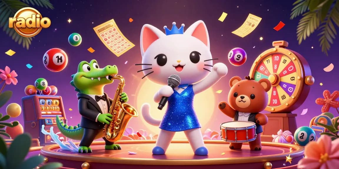 Enhance your radio gaming experience with thrilling jackpot scenes and lively character interactions.