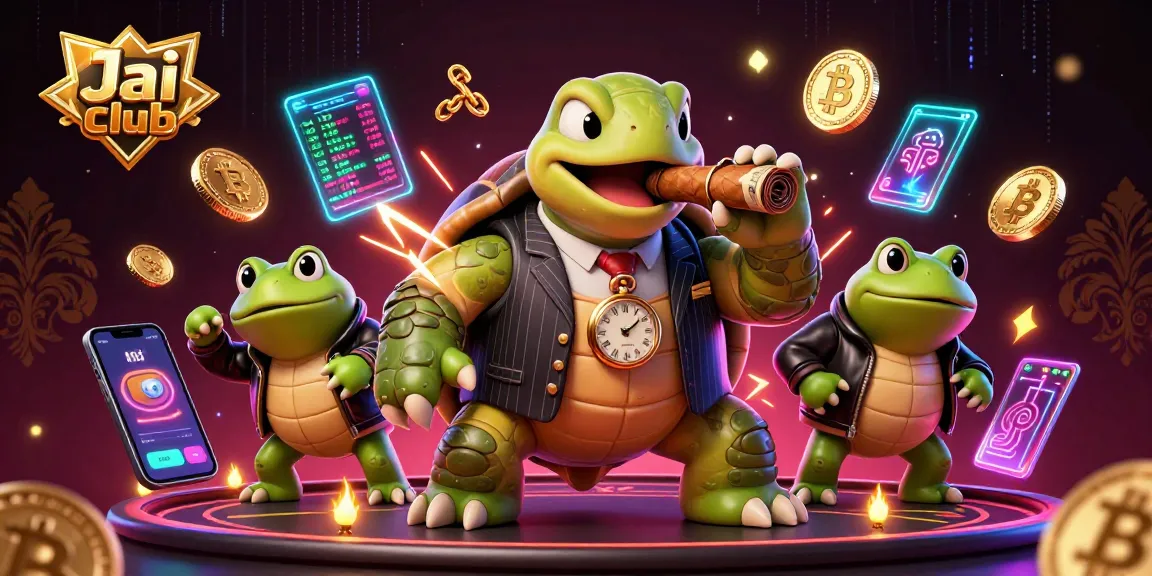 Engage with Jai club's vibrant casino atmosphere, featuring a mobster turtle and bullfrog enforcers.
