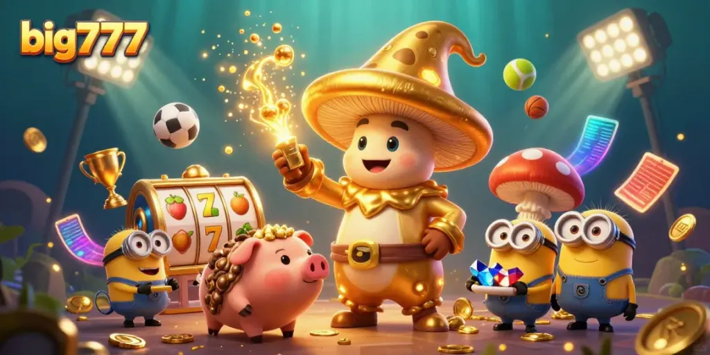 Experience big777's enchanting world of slots and jackpots with vibrant casino scenes.