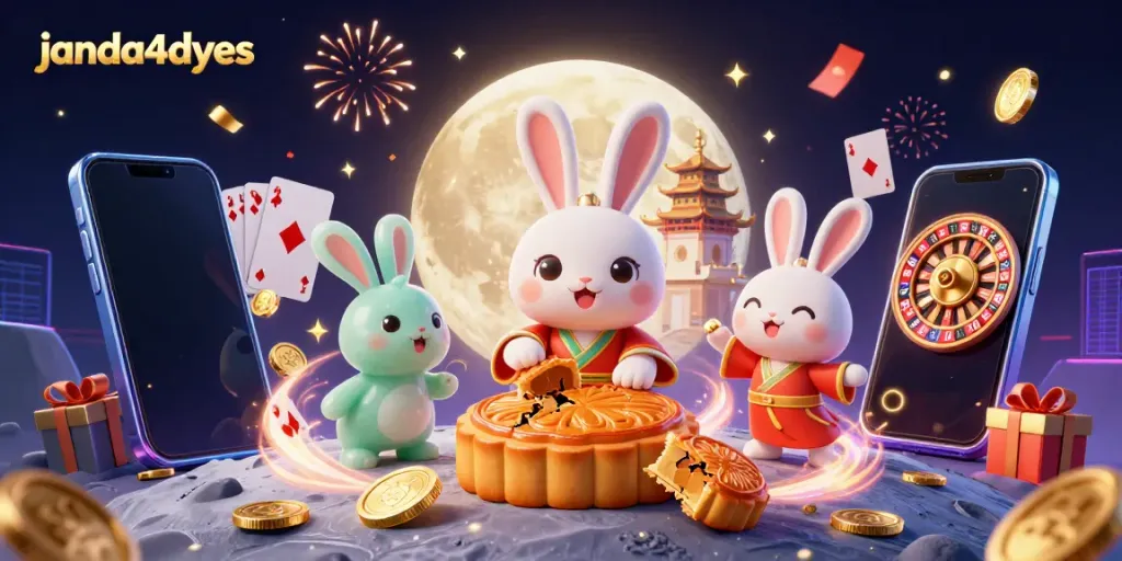janda4dyes memperlihatkan kelinci bulan yang memukul bulan kue emas yang meledak mengungkapkan chip poker