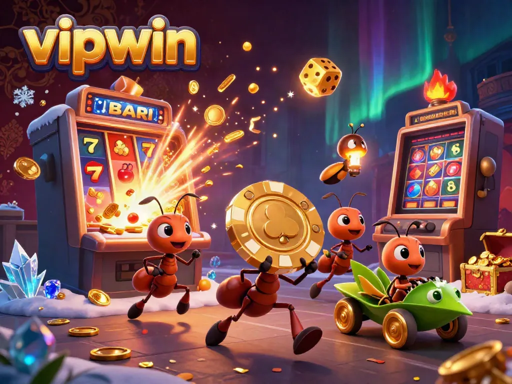 Experience the thrill with vipwin as cartoon ants conquer a mega slot adventure!