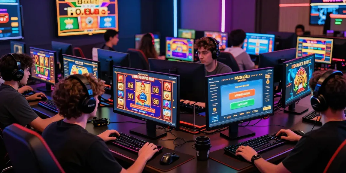 Engaged players at Mahajitu's online gaming interface, showcasing excitement in digital gambling.